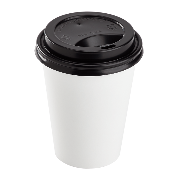 Wholesale 8 oz Paper Hot Cup Sipper Dome Lid Black - 1,000 ct
