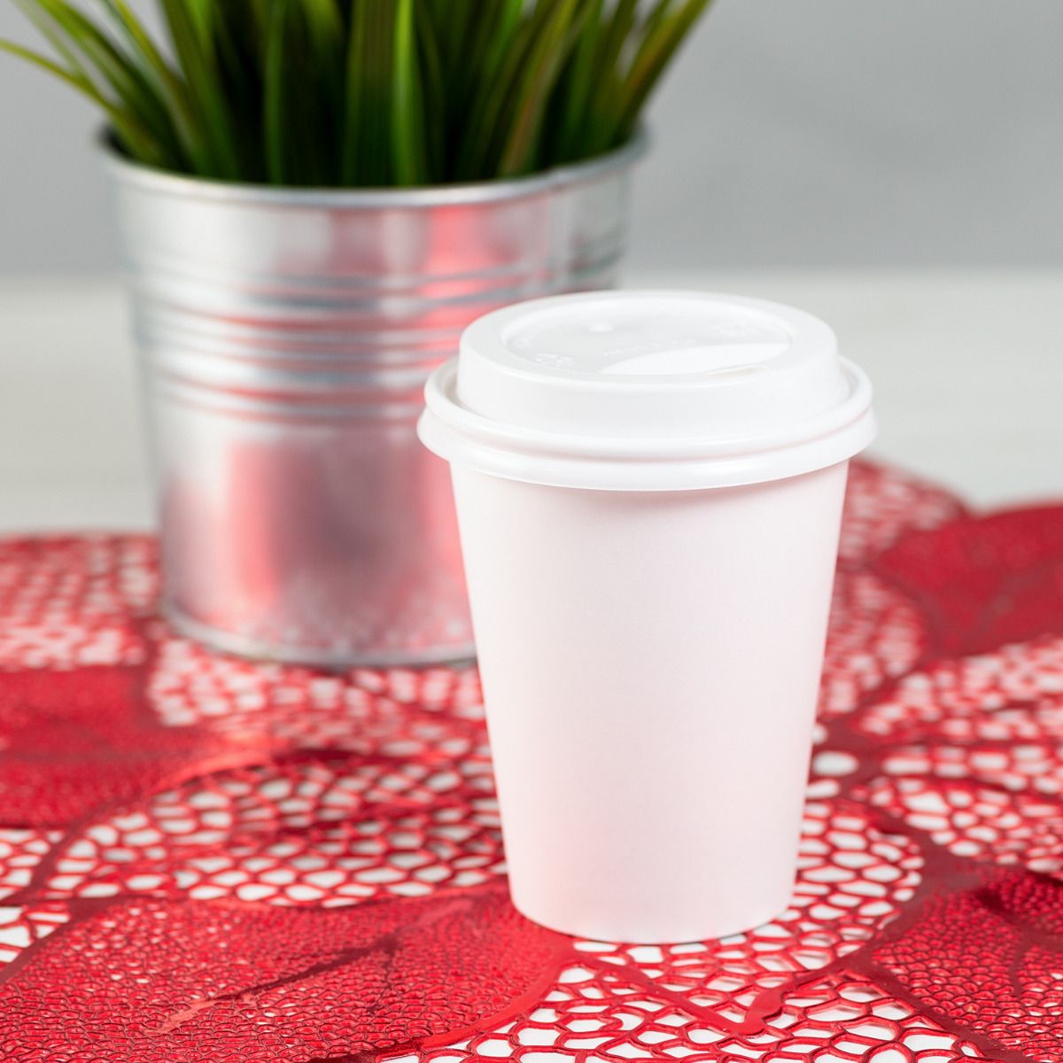 Wholesale PP Sipper Dome Lid for 8 oz Paper Hot Cup White - 1,000 ct