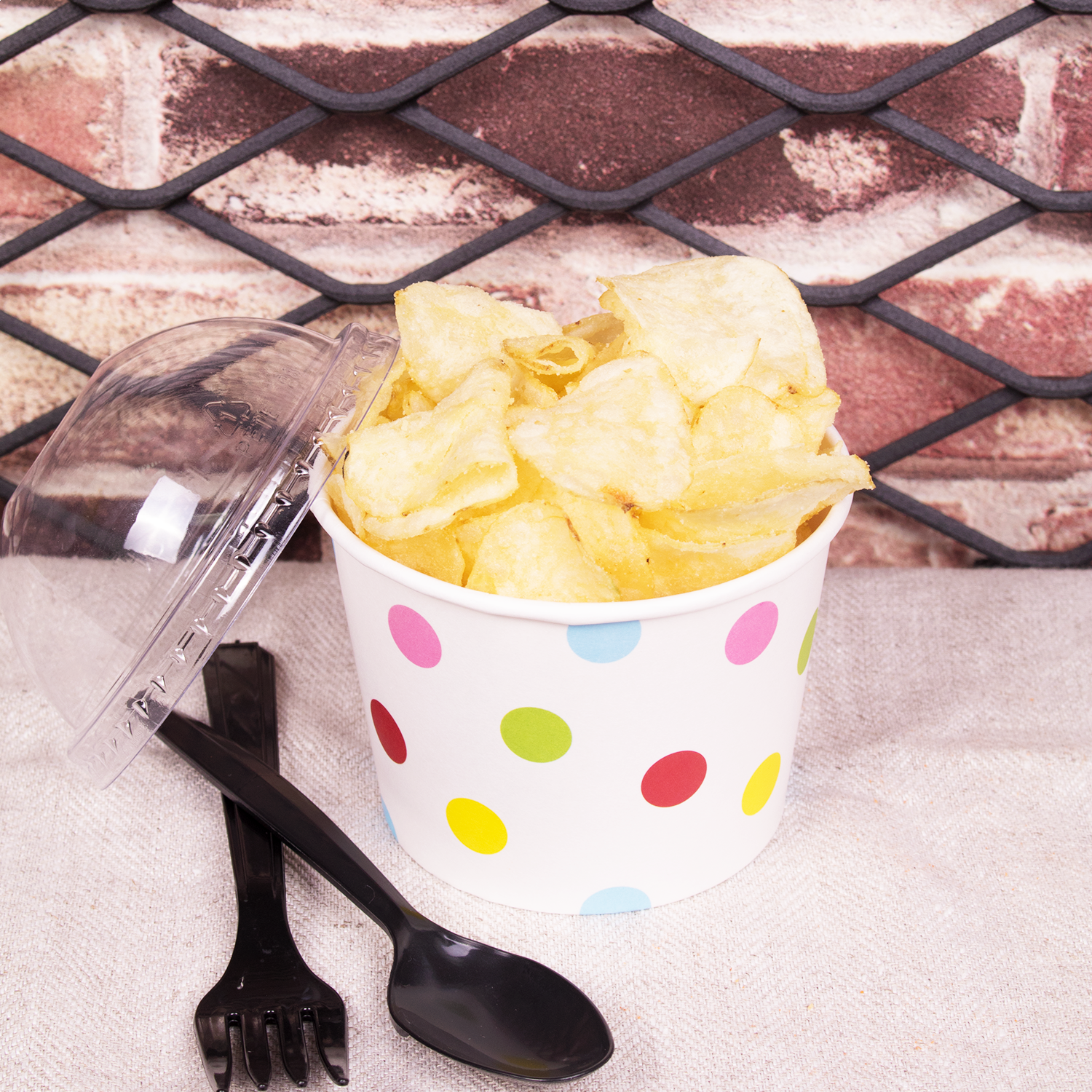 Wholesale 12oz Food Containers 100mm - Dots - 1,000 ct