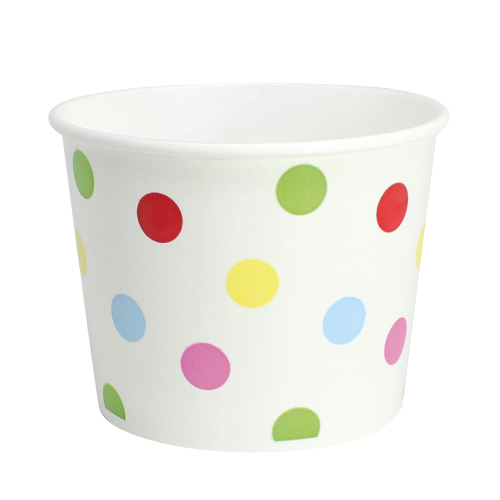Wholesale 16 oz Multicolor Polka Dot Ice Cream Paper Cups - 1000ct