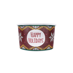 Wholesale 20 oz Holiday Pirnt Ice Cream Paper Cups (127mm) - 600 ct