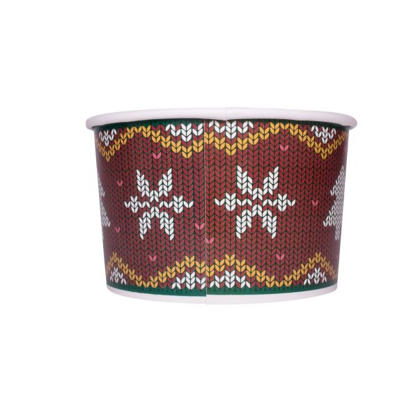 Wholesale 20 oz Holiday Pirnt Ice Cream Paper Cups (127mm) - 600 ct