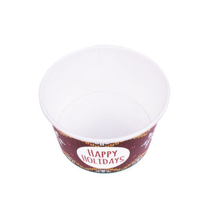 Wholesale 20 oz Holiday Pirnt Ice Cream Paper Cups (127mm) - 600 ct