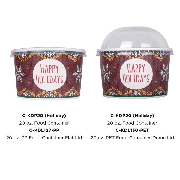 Wholesale 20 oz Holiday Pirnt Ice Cream Paper Cups (127mm) - 600 ct