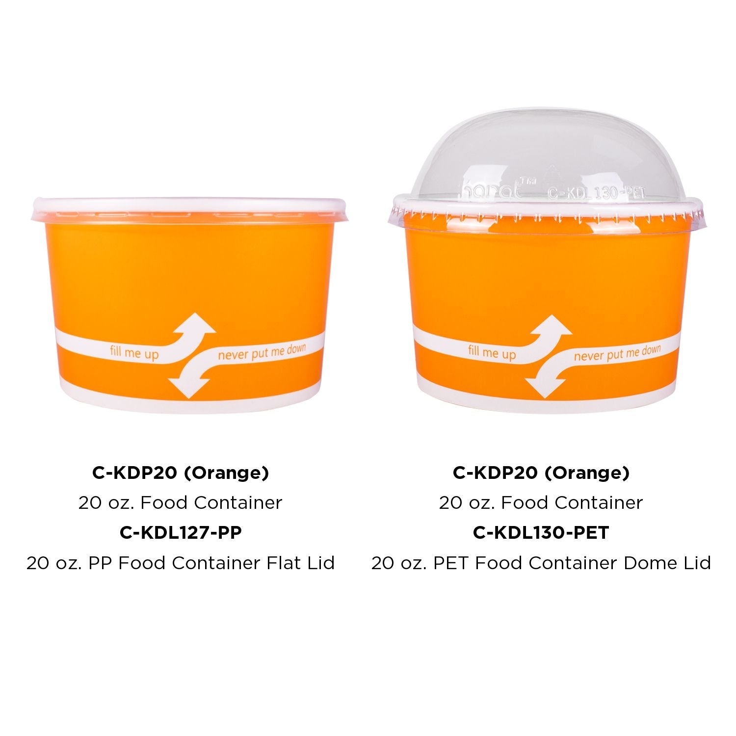 Wholesale 20oz Food Containers - Orange 127mm - 600 ct