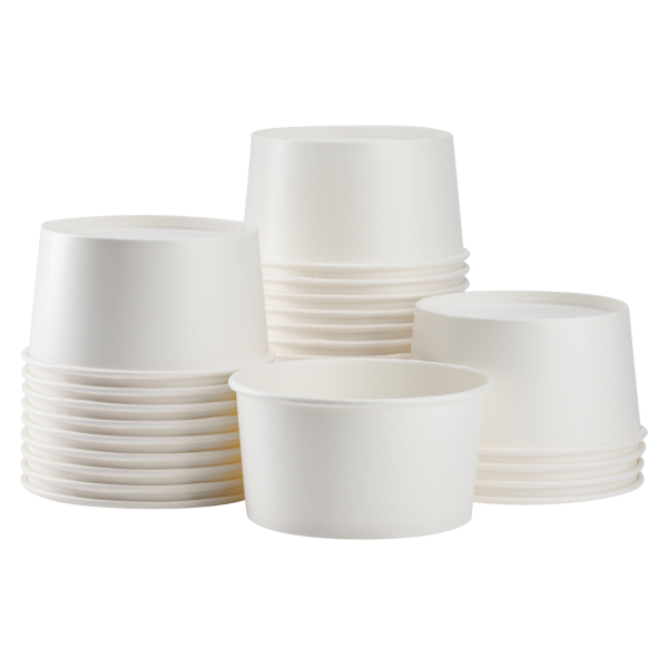 Wholesale 24 oz Solid White Ice Cream Paper Cups (142mm) - 600 ct