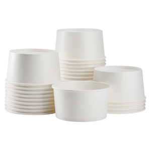 Wholesale 24 oz Solid White Ice Cream Paper Cups (142mm) - 600 ct