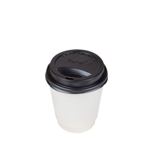 Load image into Gallery viewer, Wholesale 12oz Insulated Paper Hot Cups and Black Sipper Dome Lids 90mm - 1,000 ct
