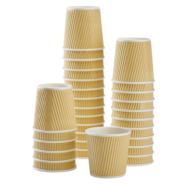 Wholesale 4oz Ripple Paper Hot Cups - Kraft (62mm) - 1000 ct
