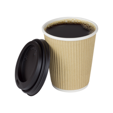 Load image into Gallery viewer, Wholesale 8oz Ripple Paper Hot Cups - Kraft (80mm) - 500 ct

