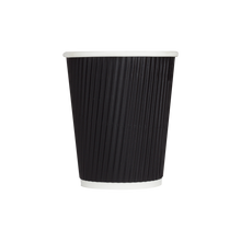 Load image into Gallery viewer, Wholesale 8oz Ripple Paper Hot Cups - Black (80mm) - 500 ct
