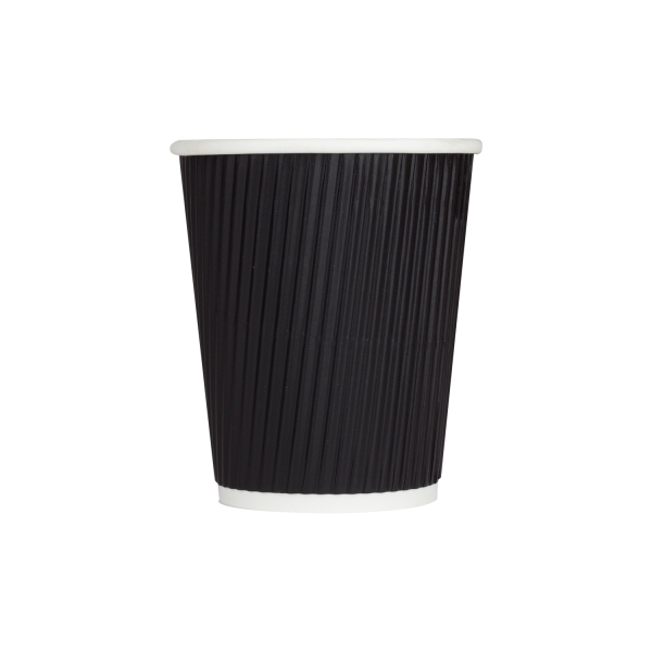 Wholesale 8oz Ripple Paper Hot Cups - Black (80mm) - 500 ct
