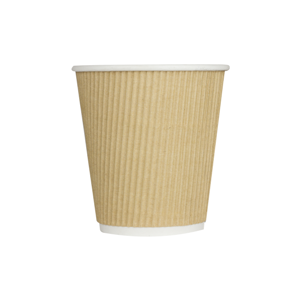 Wholesale 10oz Ripple Paper Hot Cups - Kraft (90mm) - 500 ct