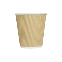 Load image into Gallery viewer, Wholesale 10oz Ripple Paper Hot Cups - Kraft (90mm) - 500 ct
