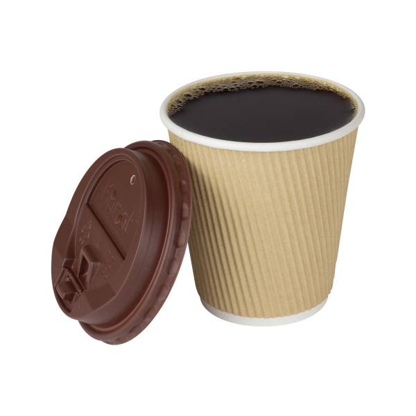 Wholesale 10oz Ripple Paper Hot Cups - Kraft (90mm) - 500 ct