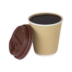 Wholesale 10oz Ripple Paper Hot Cups - Kraft (90mm) - 500 ct