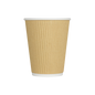 Wholesale 12oz Ripple Paper Hot Cups - Kraft (90mm) - 500 ct