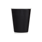 Wholesale 12oz Ripple Paper Hot Cups - Black (90mm) - 500 ct