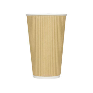 Wholesale 16oz Ripple Paper Hot Cups - Kraft (90mm) - 500 ct