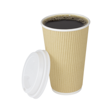 Load image into Gallery viewer, Wholesale 16oz Ripple Paper Hot Cups - Kraft (90mm) - 500 ct
