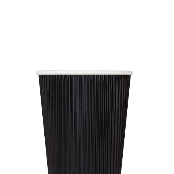 Wholesale 16oz Ripple Paper Hot Cups - Black (90mm) - 500 ct