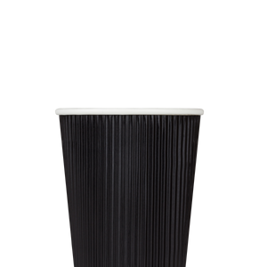 Wholesale 16oz Ripple Paper Hot Cups - Black (90mm) - 500 ct