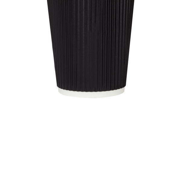 Wholesale 16oz Ripple Paper Hot Cups - Black (90mm) - 500 ct