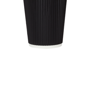 Wholesale 16oz Ripple Paper Hot Cups - Black (90mm) - 500 ct