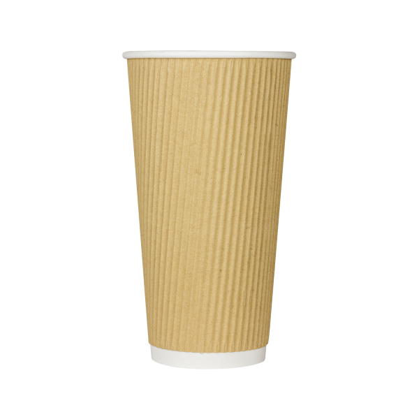 Wholesale 20oz Ripple Paper Hot Cups - Kraft (90mm) - 500 ct