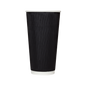 Wholesale 20oz Ripple Paper Hot Cups - Black (90mm) - 500 ct