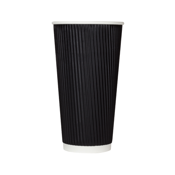 Wholesale 20oz Ripple Paper Hot Cups - Black (90mm) - 500 ct