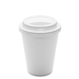 Wholesale 12oz White Paper Hot Cups and White Sipper Dome Lids 90mm