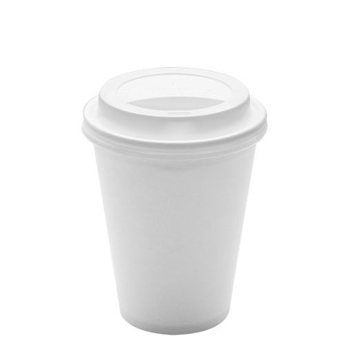 Wholesale 12oz White Paper Hot Cups and White Sipper Dome Lids 90mm