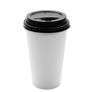 Wholesale 16oz White Paper Hot Cups and Black Sipper Dome Lids 90mm