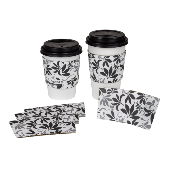 Wholesale Traditional Cup Sleeves - Fleur Black - 1,000 ct