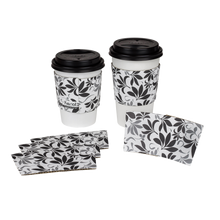 Load image into Gallery viewer, Wholesale Traditional Cup Sleeves - Fleur Black - 1,000 ct
