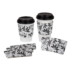 Wholesale Traditional Cup Sleeves - Fleur Black - 1,000 ct