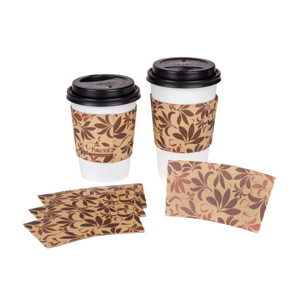 Wholesale Traditional Cup Sleeves - Fleur Brown - 1,000 ct