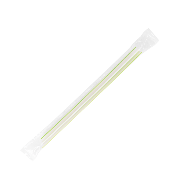 Wholesale 7.5'' Boba Straws (10mm) Poly Wrapped - Mixed Striped Colors - 2,000 ct