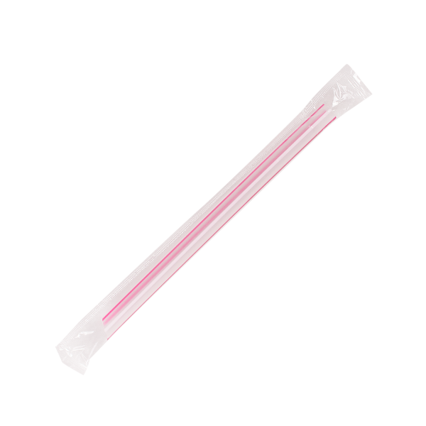 Wholesale 7.5'' Boba Straws (10mm) Poly Wrapped - Mixed Striped Colors - 2,000 ct