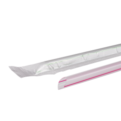 Wholesale 7.5'' Jumbo Straws (5mm) Poly Wrapped - Mixed Striped Colors - 8,000 ct
