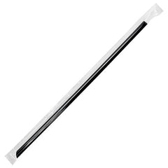 Wholesale 9" Jumbo Straws (5mm) Poly Wrapped - Black - 2,000 ct