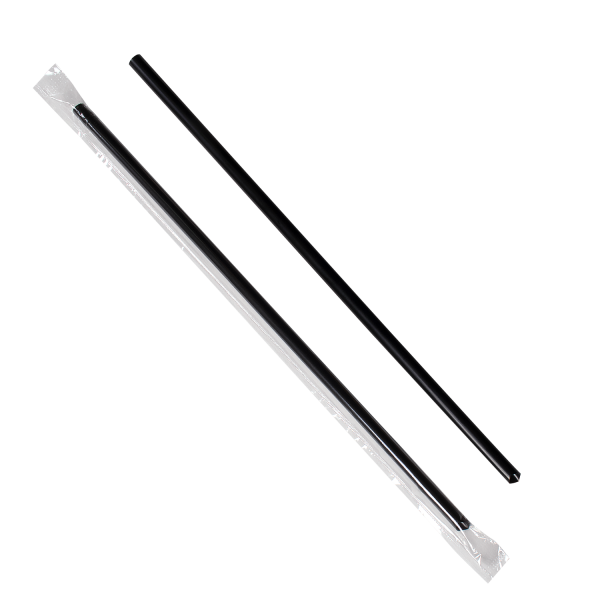 Wholesale 9" Jumbo Straws (5mm) Poly Wrapped - Black - 2,000 ct