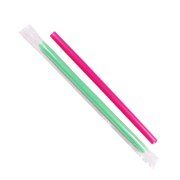 Wholesale 9'' Boba Straws (10mm) Poly Wrapped - Mixed Colors - 1,600 ct
