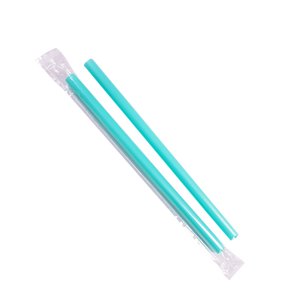 Wholesale 9'' Boba Straws (10mm) Poly Wrapped - Aqua - 1,600 ct