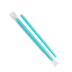 Wholesale 9'' Boba Straws (10mm) Poly Wrapped - Aqua - 1,600 ct