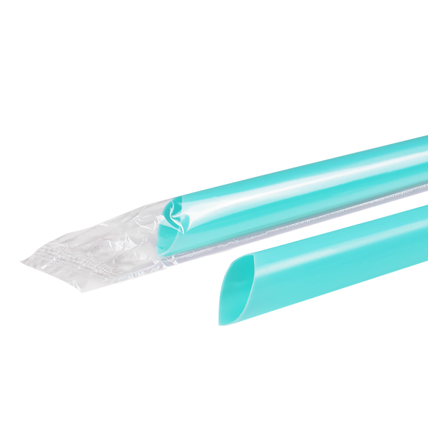 Wholesale 9'' Boba Straws (10mm) Poly Wrapped - Aqua - 1,600 ct