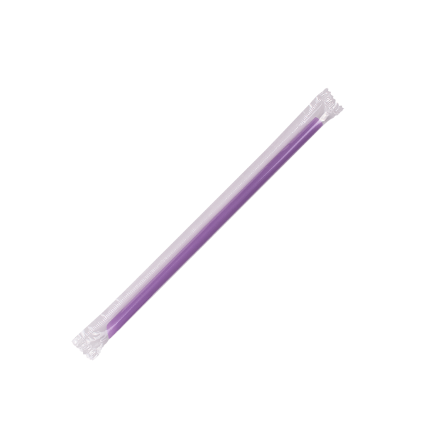 Wholesale 7.75'' Giant Straws (8mm) Poly Wrapped - Purple - 5,000 ct