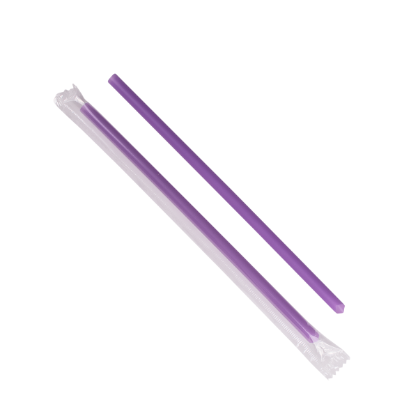 Wholesale 7.75'' Giant Straws (8mm) Poly Wrapped - Purple - 5,000 ct