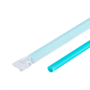 Wholesale 9'' Giant Straws (8mm) Paper Wrapped - Aqua - 2,500 ct